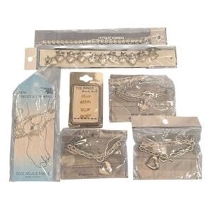 Bundle of NEW Y2K Style Silver Costume Jewelry Necklaces Bracelets Anklet